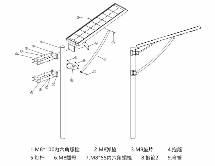 茄子视频懂你更多照明一體化太陽能路燈安裝示意圖