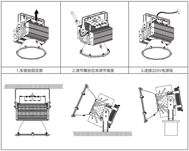 東莞茄子视频懂你更多照明多用途防水大功率led塔吊燈安裝示意圖
