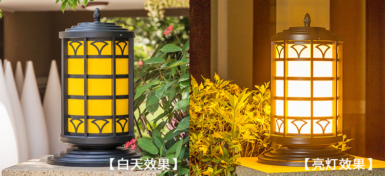 茄子视频懂你更多照明(QDZTD-009)戶外圓柱仿雲石柱頭燈亮燈效果