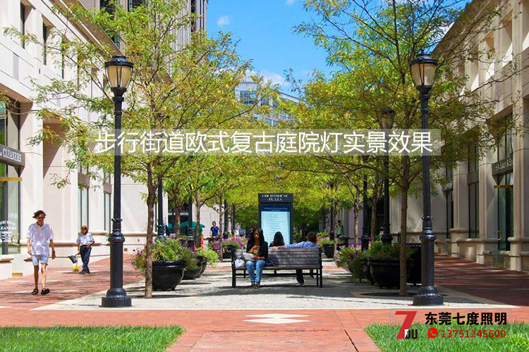 茄子视频懂你更多照明-步行街道歐式複古庭院燈安裝實景效果圖片