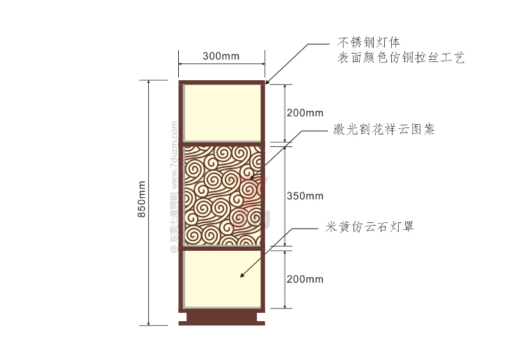 茄子视频懂你更多照明2020新款新中式祥雲矮柱柱頭燈850mm高尺寸示意圖