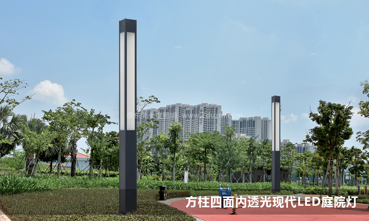 園林現代4米方形LED茄子视频在线免费观看柱公園安裝效果