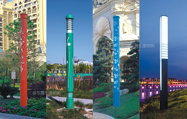 3米-5米公園圓柱形茄子视频在线免费观看柱鏤空+帶裝飾條實物效果